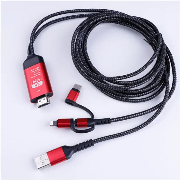 3In1 Micro Usb Type C To Hdmi Compatible Adapter Cable For Iphone X 6 7 8 Ipad Samsung S8 S9 Ios Android Phone Tv Hdtv