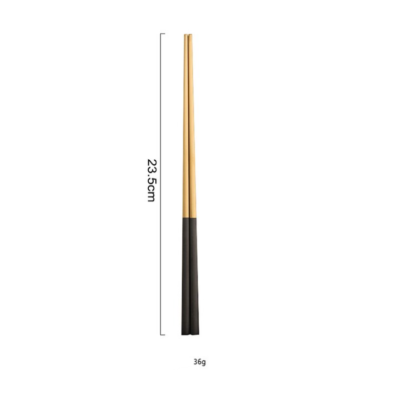 3Pair Black Gold Cutlery Set Steak Teaspoon Dessert Chopsticks Stainless Steel Dinnerware