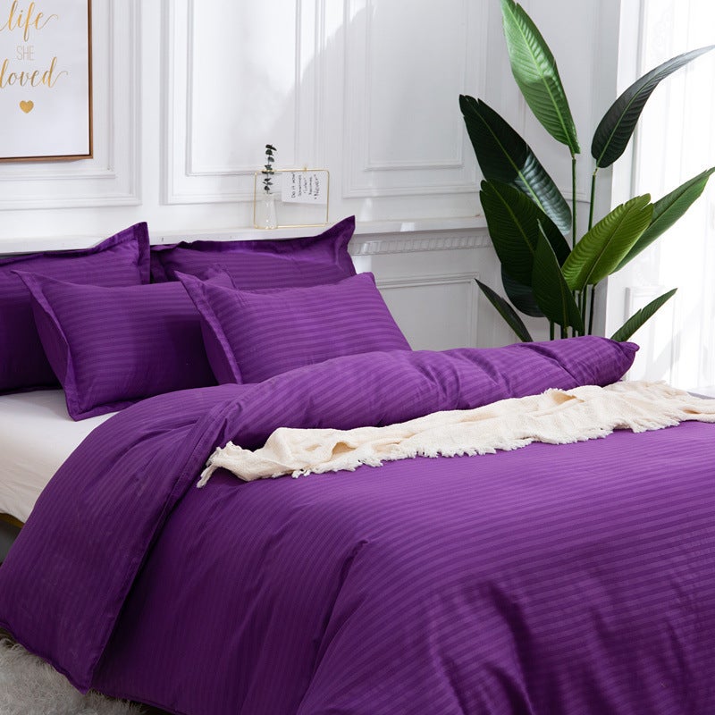 3Pcs Queen Bed Quilt Cover Set One Two Pillowcases Irish Purple