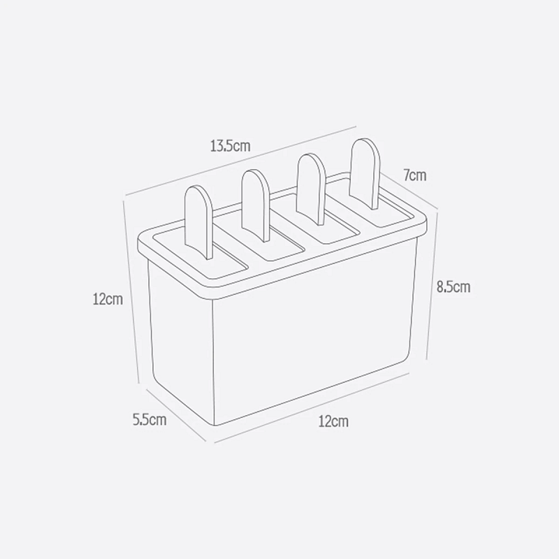 3Pcs 4-Grid Diy Popsicle Classic Ice Cream Mold Tray Frozen Cube Lolly Mould