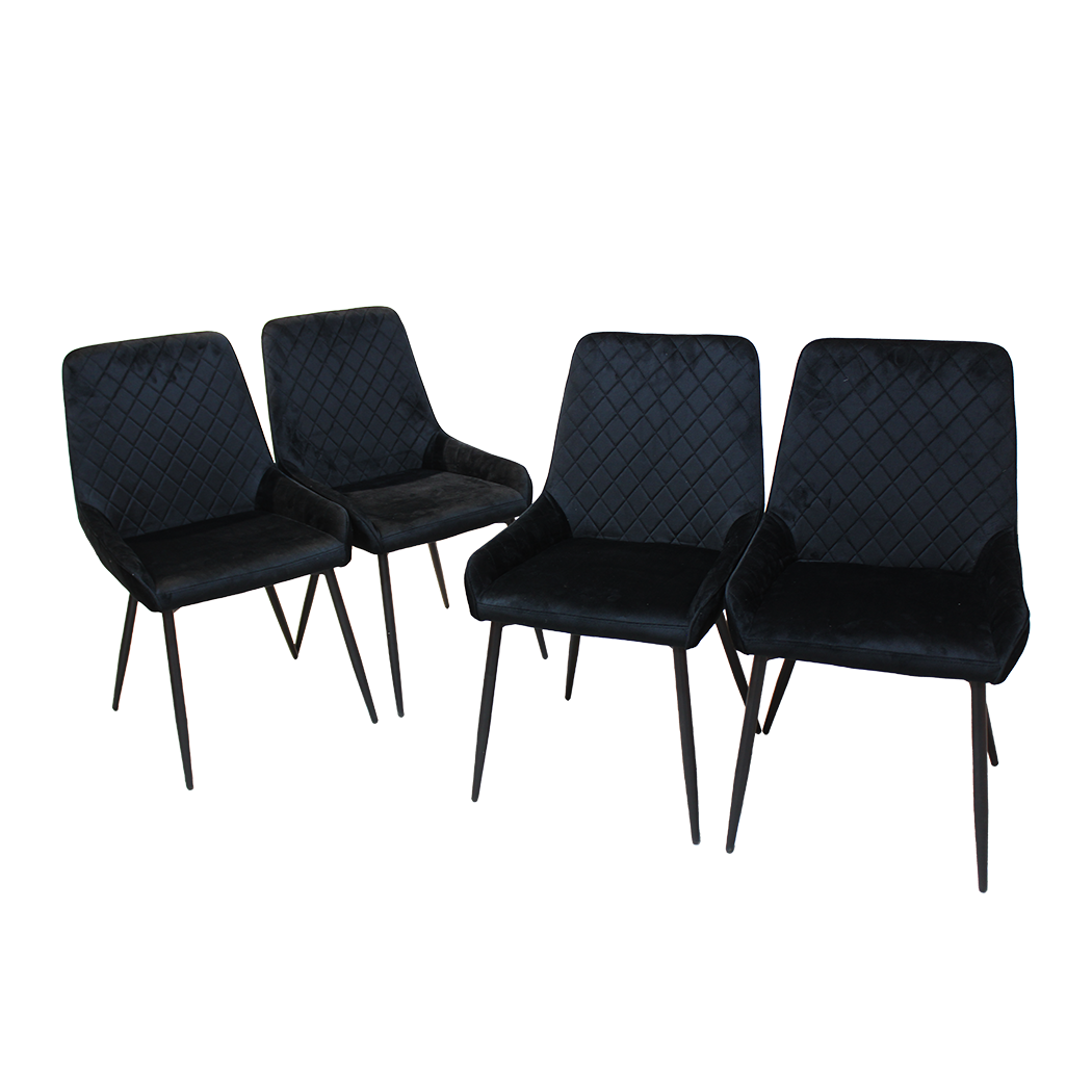 Dining Chairs X 4 Padded Seat Soft Velvet