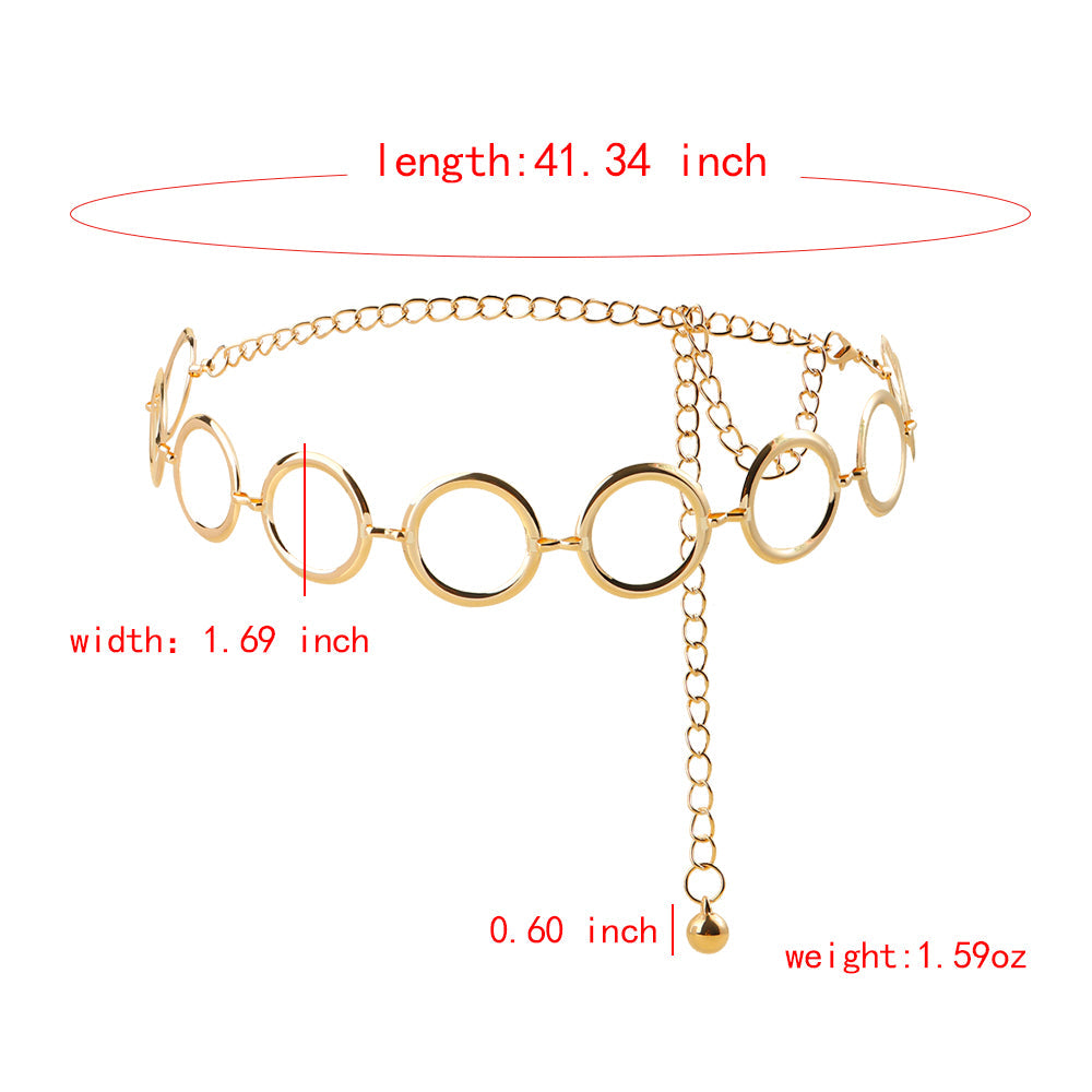 Veile Studios Fashion Circle Metal Waist Chain Belt Women Decorative Dress Hollow Accessories