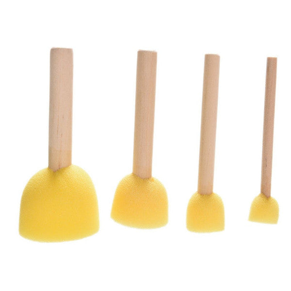 4Pcs/Set Wooden Handle Kid Sponge Paint Brush Art Supplies Painting Tool