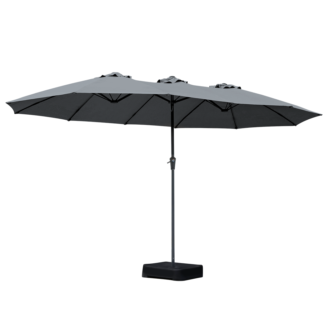 Centra 4.5M Double-Sided Patio Umbrella Outdoor Base Stand Grey