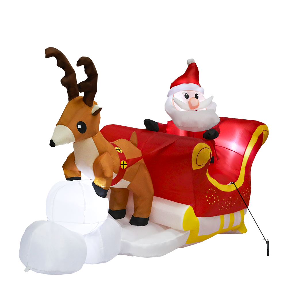 Santaco Christmas Inflatables Outdoor Claus Reindeer Sleigh Lights Decor
