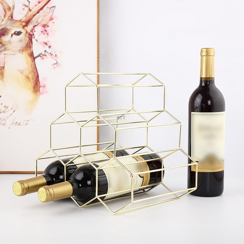 Nordic Modern Metal Hexagon Geometric Wine Rack