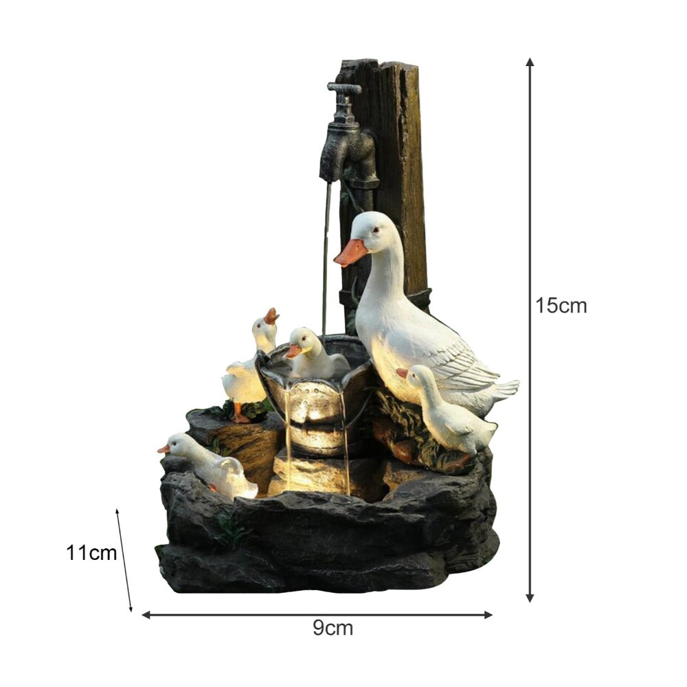 Duck Animal Statue Cute Luminous Solar Powered Cascading Freestanding Led Decor