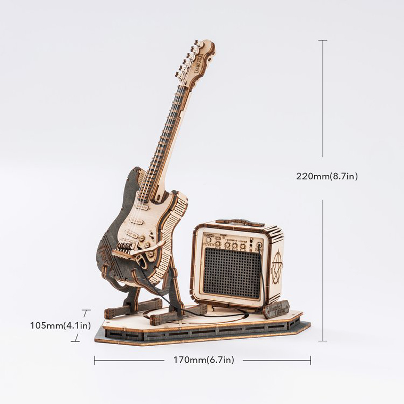 Robotime Rokr Electric Guitar Model Gift For Kids Adult Assembly Creative Toys Building Block Set 3D Wooden Puzzle Tg605