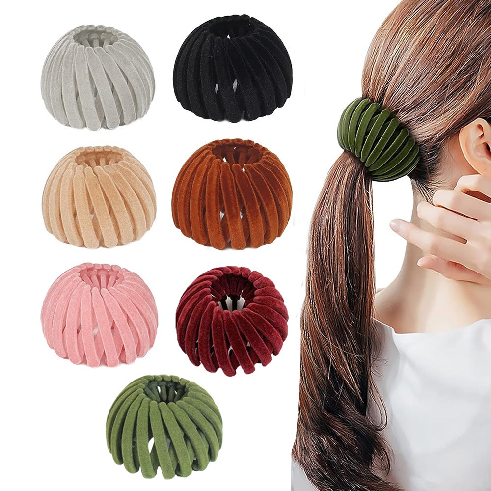 7Pcs Bird Nest Style Hair Clips Fashionable Expandable Ponytail Holder Claw For Women And Girls