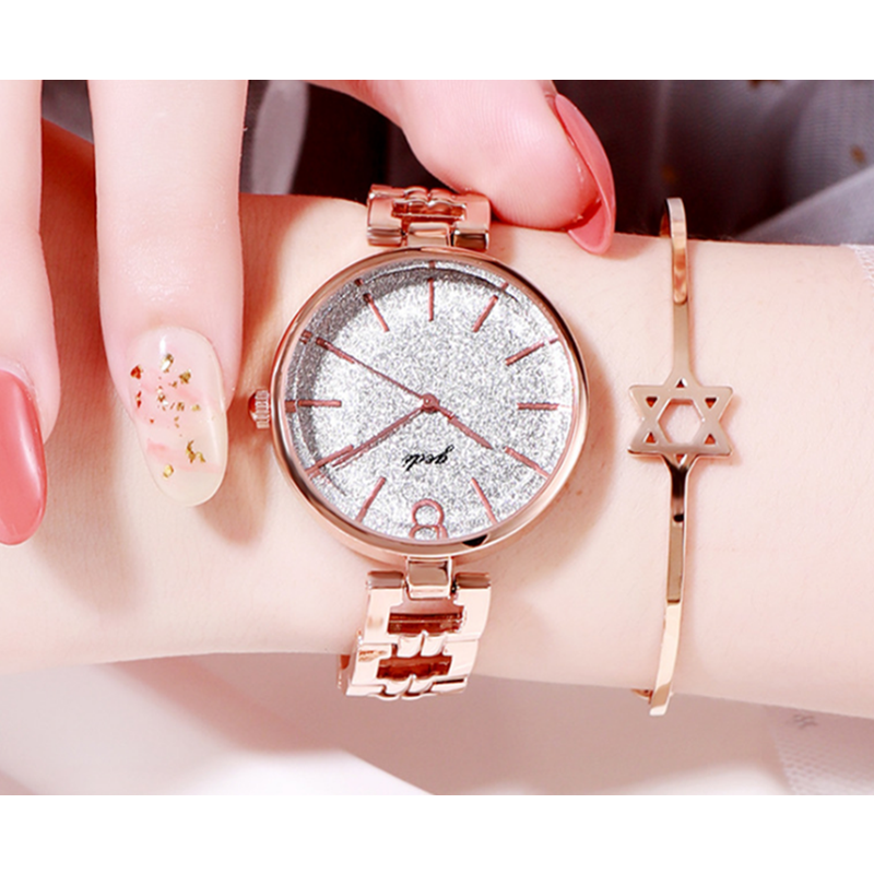Veile Studios Shiny Gypsophila Fashion Ladies Watch Waterproof Trend Steel Band Simple