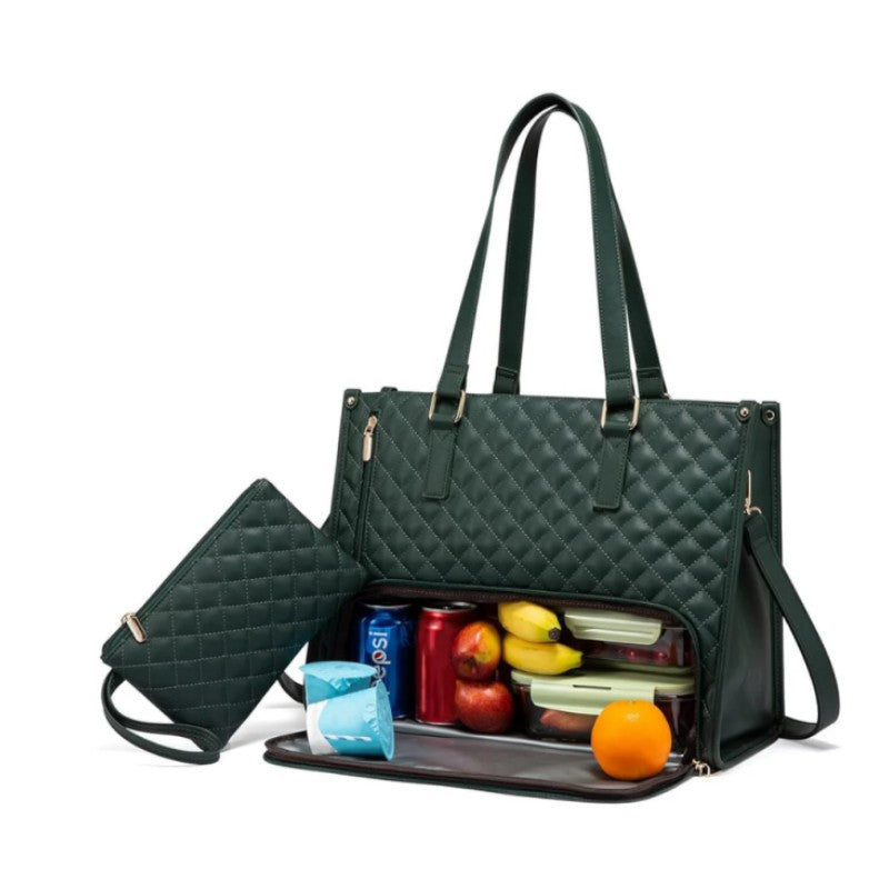 2 In 1 Travel Tote: Laptop & Insulated Lunch Bag. Ideal For Business Work Nursing Office College Casual Use