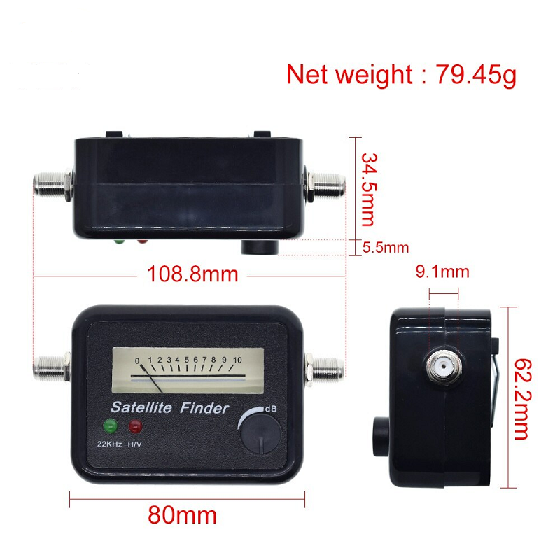 9502 Satellite Signal Finder Digital Tv Receiver With Pointer Black