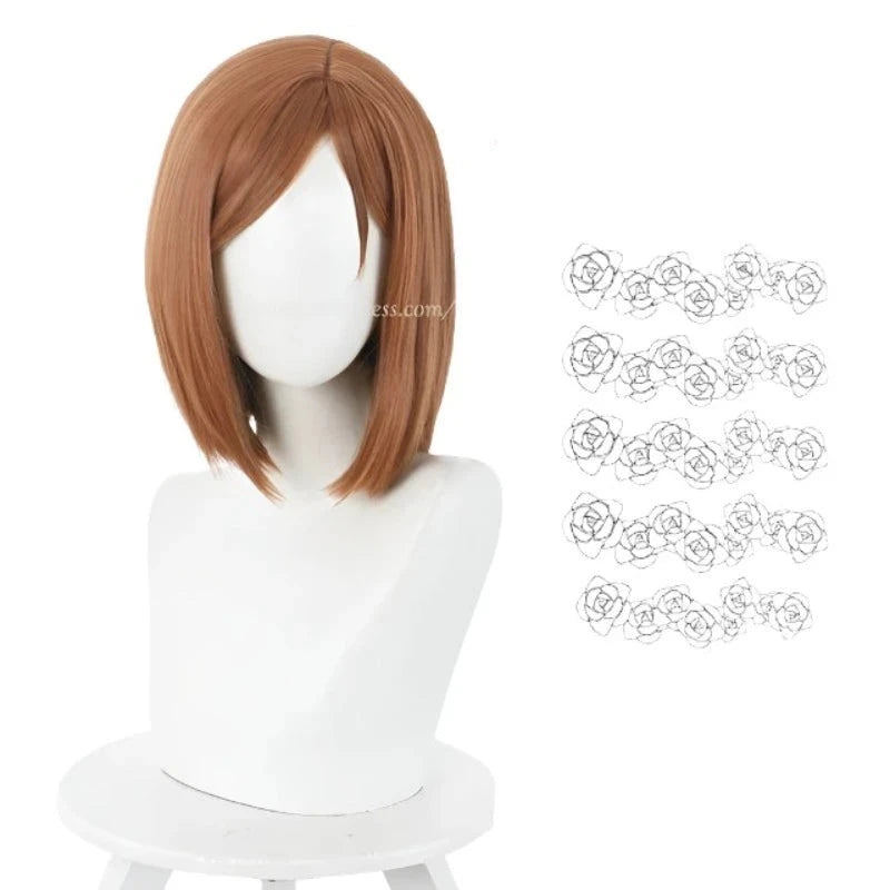 Anime Kugisaki Nobara Cosplay Wig Brown Orange Short Heat Resistant Synthetic Hair