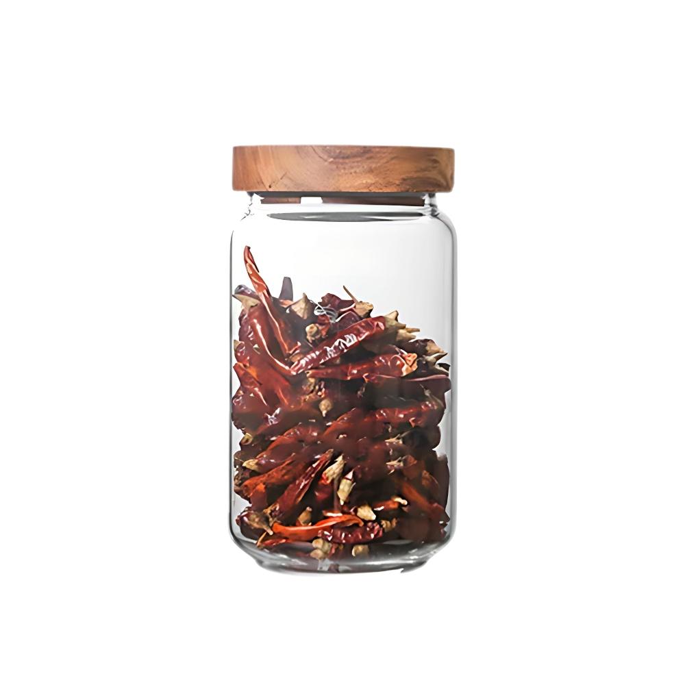 Condiments Container Round Glass Jar With Airtight Lid For Kitchen Storage
