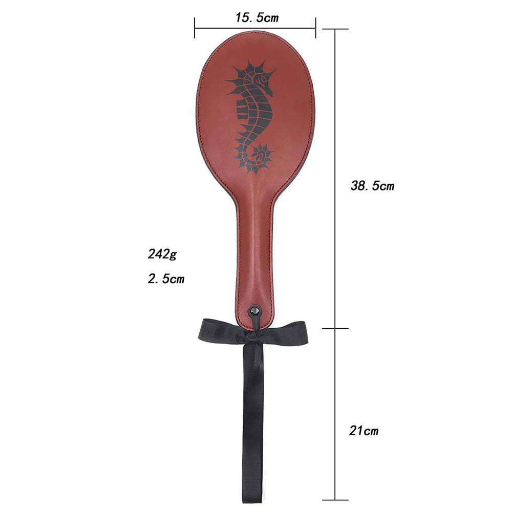 2023 New 38.5Cm Brown Premium Pu Leather Equestrian Bat Horsewhips Equestrianism Ellipse Paddle