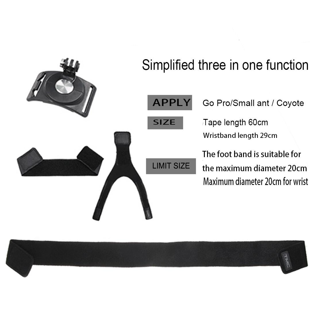 360 Degree Rotation Mount For Action Cameras With Hand Wrist Arm And Leg Straps