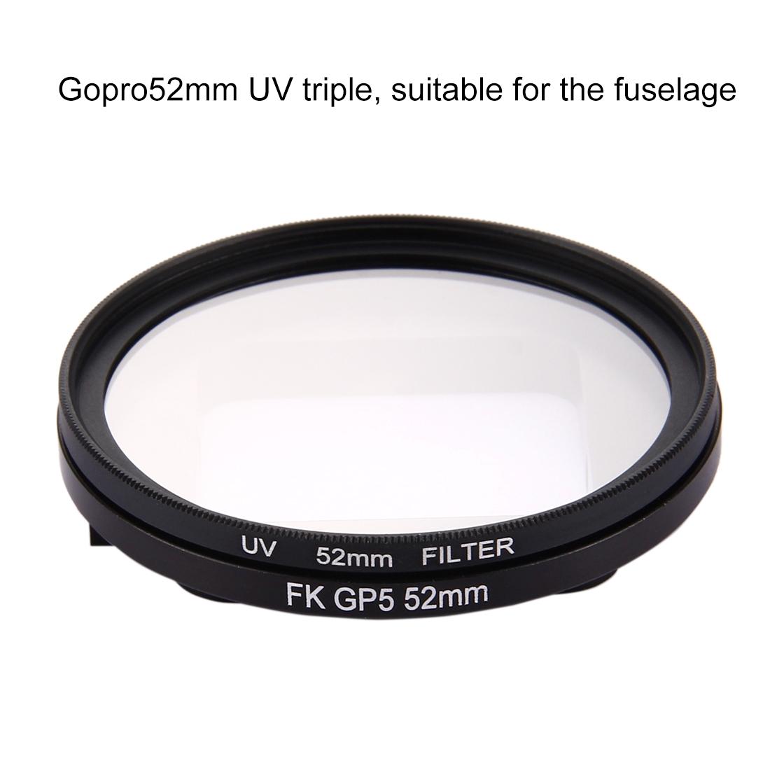 52Mm 3-In-1 Round Circle Uv Lens Filter With Cap For Gopro Hero7 Hero6 Hero5