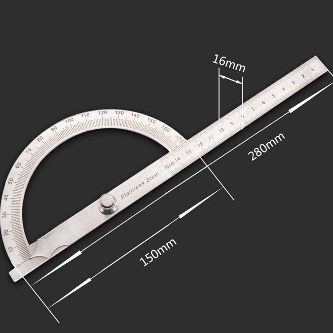 Stainless Steel Protractor With Zero To One Hundred Fifty Millimetre Arm For Eighty Degree Angles