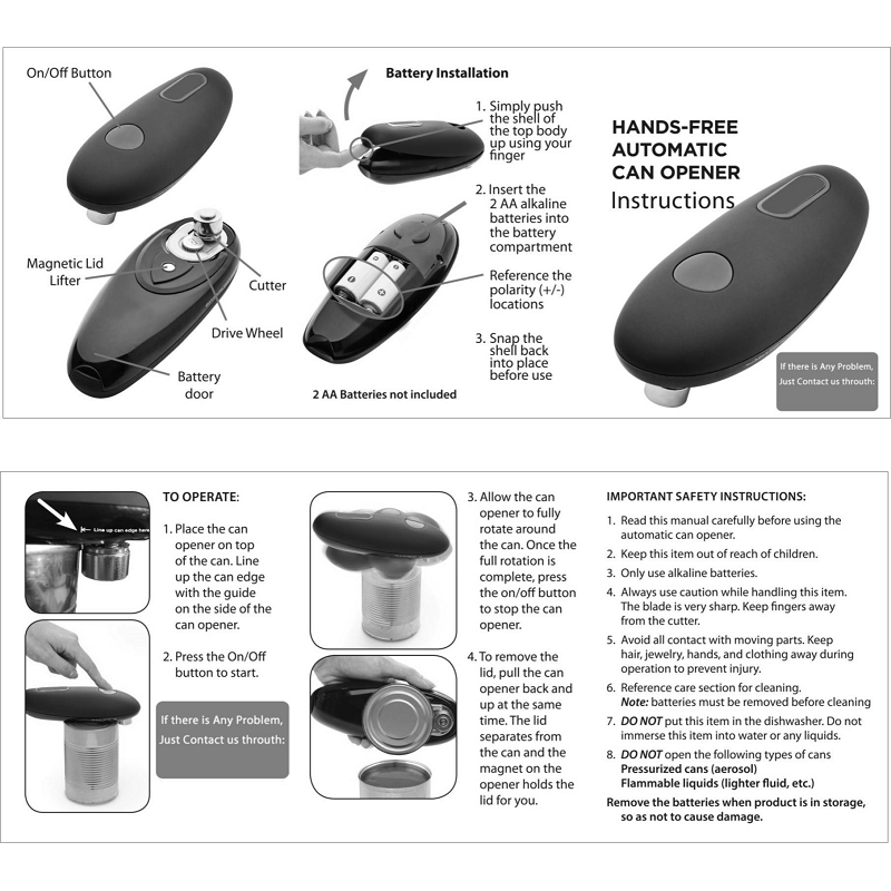 Electric Can Opener Automatic Jar Bottle Machine One Touch Portable Kitchen Tool