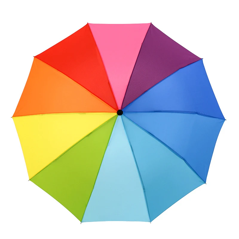 Rainbow Fold Umbrella Women And Men Non-Automatic Popular Creative Three Folding Adults Children
