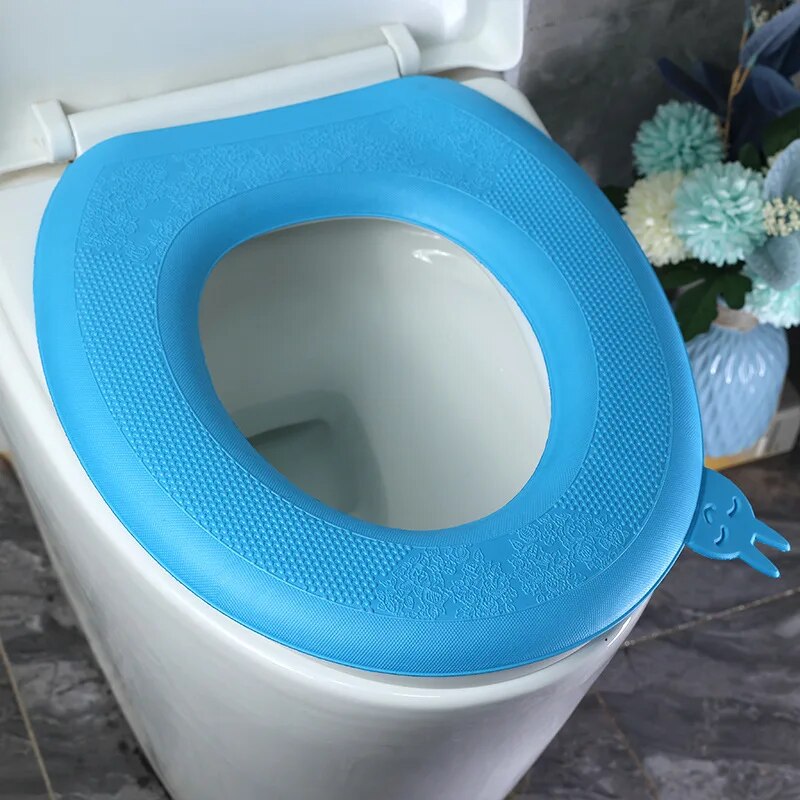 Toilet Seat Cover Blue Washable Mat Pad Cushion O Shape Accessories