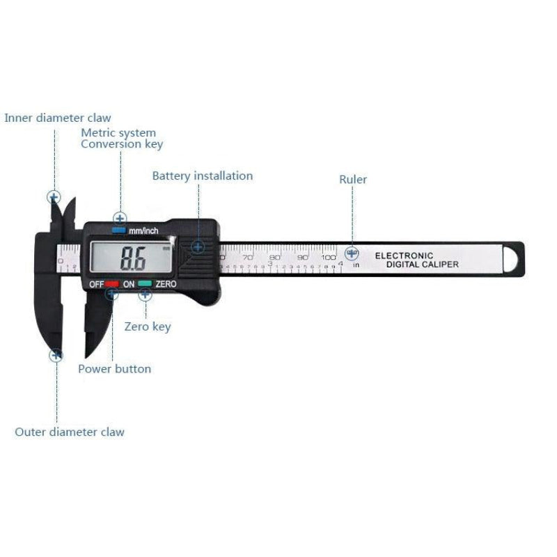 Digital Display Vernier Caliper Plastic Fiber Precision Measurement Tool