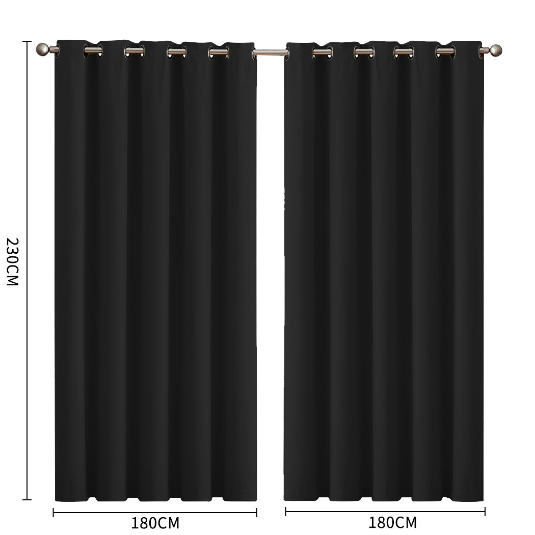 1 Sets of Sello 1 Sets Of 2X Blockout Curtains Panels 3 Layers Black 180 230Cm