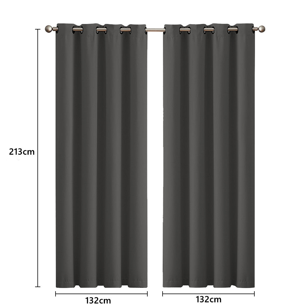 1 Sets of Sello 1 Sets Of 2X Blockout Curtains Panels 3 Layers Charcoal 132 213Cm