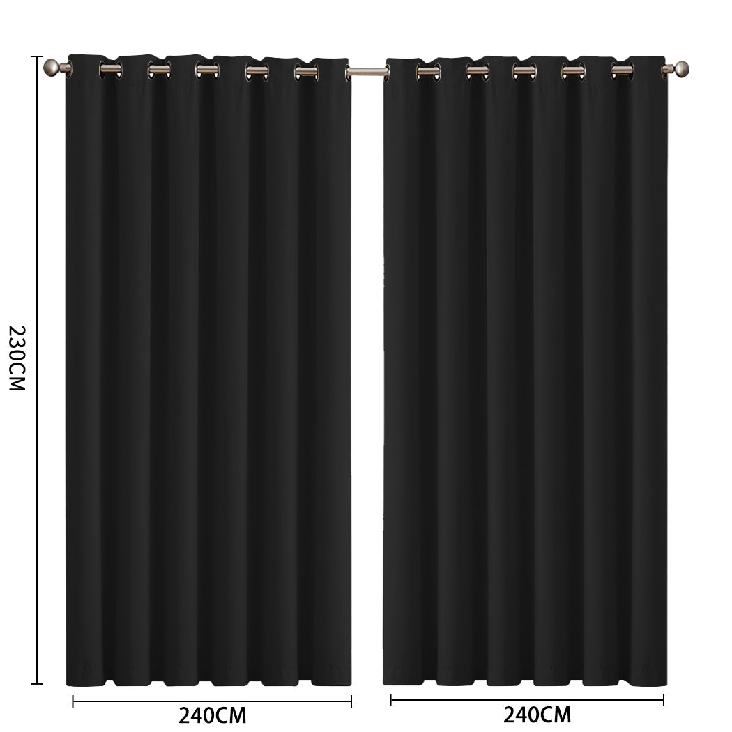 1 Sets of Sello 1 Sets Of 2X Blockout Curtains Panels 3 Layers Black 240 230Cm