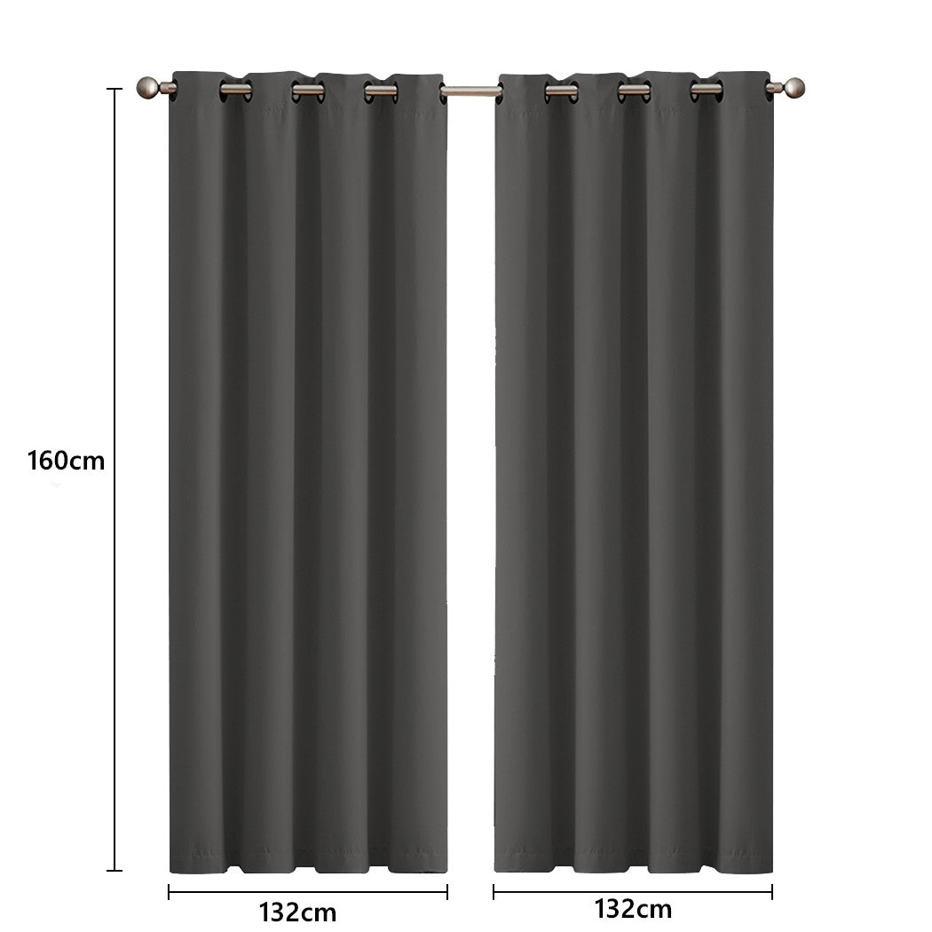 1 Sets of Sello 1 Sets Of 2X Blockout Curtains Panels 3 Layers Charcoal 132 160Cm