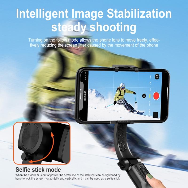 Foldable 3 In 1 Gimbal Stabilizer With Bluetooth Remote And Selfie Stick For Smartphones