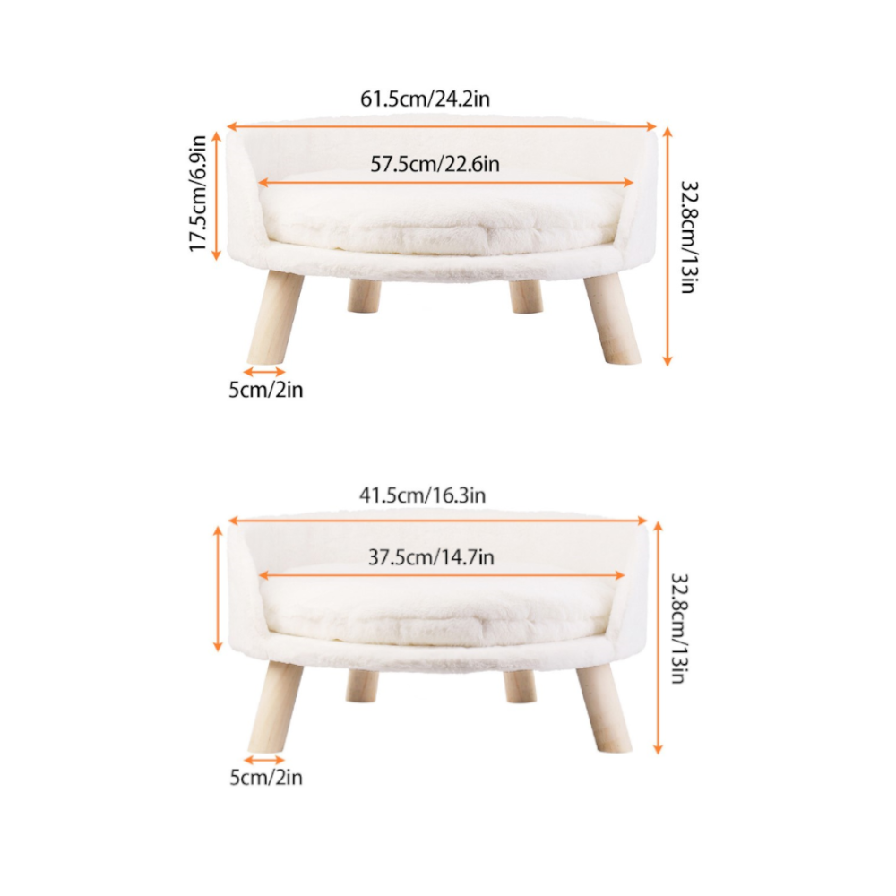 Pet Sofa Bed Raised Cat Chair With Removable Cushion