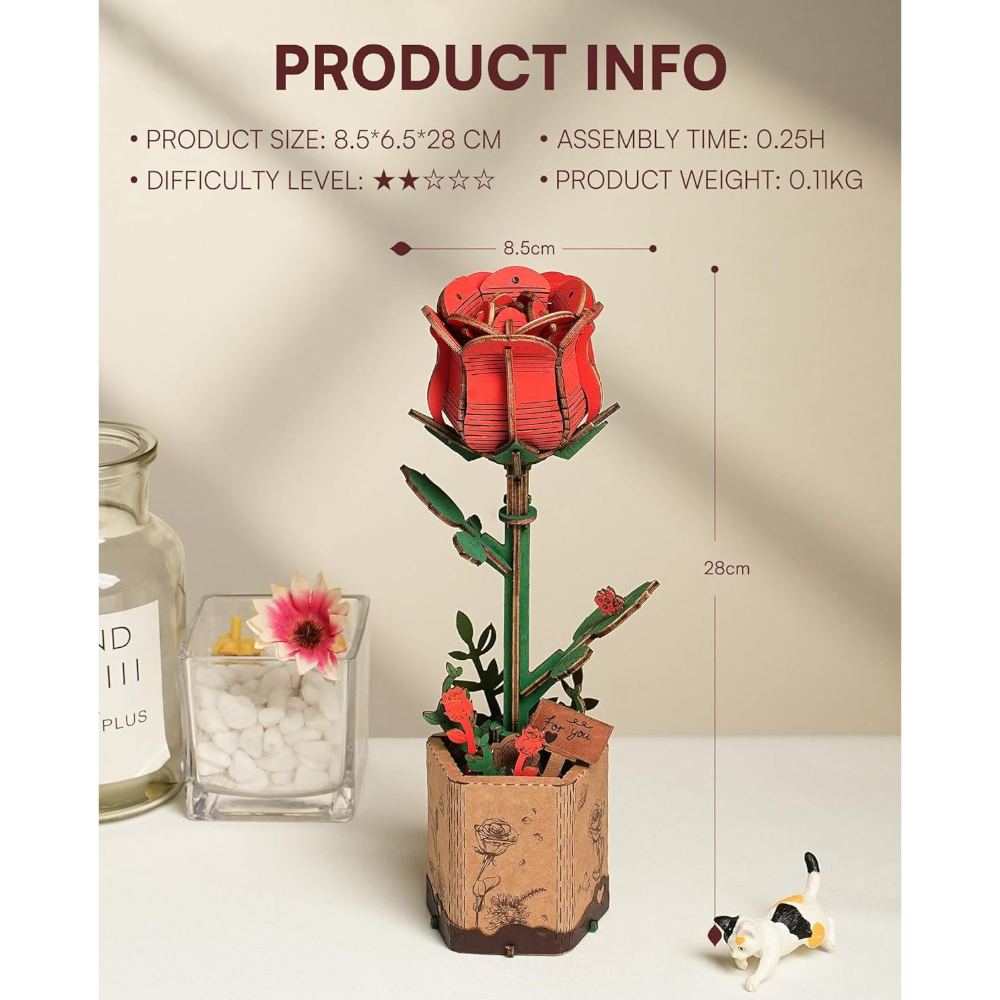 Robotime 3D Puzzle Flowers Wooden Model Kits For Adults To Build Artificial Decoration Home Accessories Living Room Gift