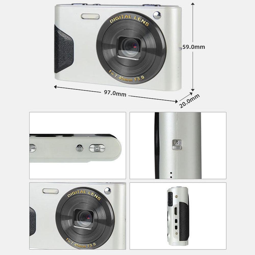 Retro 4K Digital Camera With Two Point Seven Inch Lcd Screen White