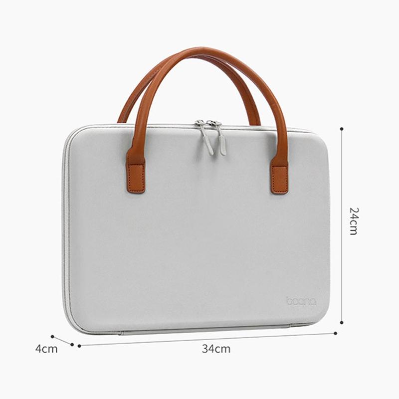 Waterproof Multifunctional Computer Bag In Grey Leather With Enhanced Protection