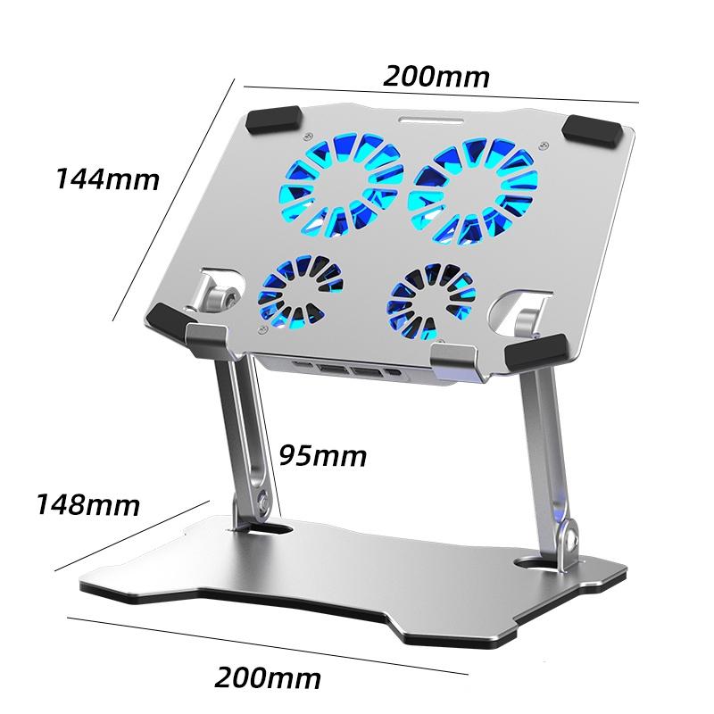 Aluminium Laptop Cooling Stand With Four Fans And Adjustable Height