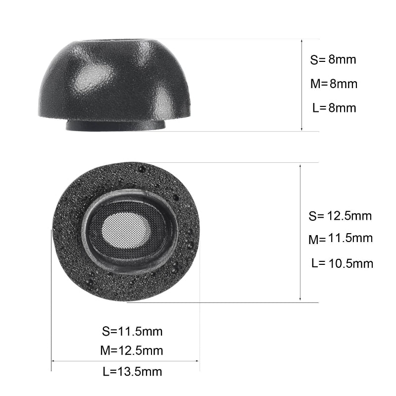 2 Pack Memory Foam Ear Tips For Tws Airpods Pro Black Small Size