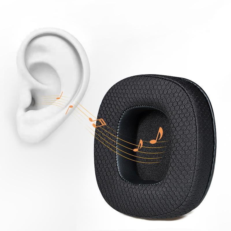 Breathable Sponge Headphone Covers Black Leather 1 Pair