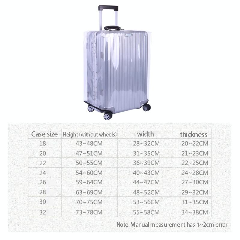 Waterproof Pvc Trolley Suitcase Cover 26 Inch Rimless Transparent Dustproof