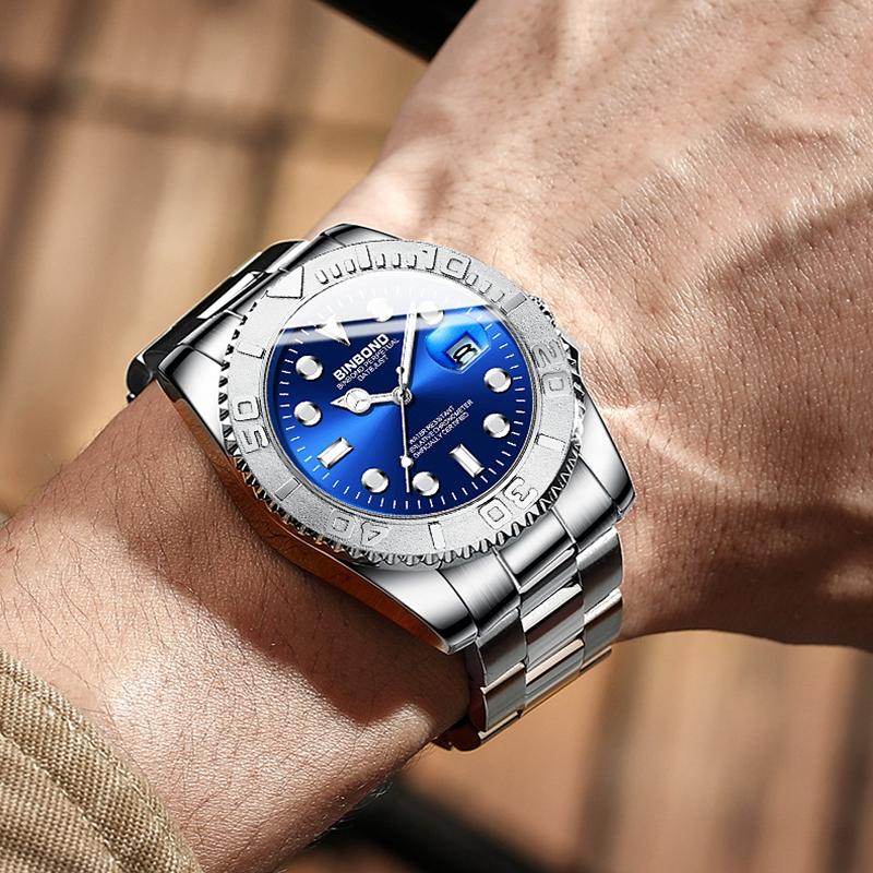 Waterproof Luminous Sports Watch With Metal Gear In White Steel And Black