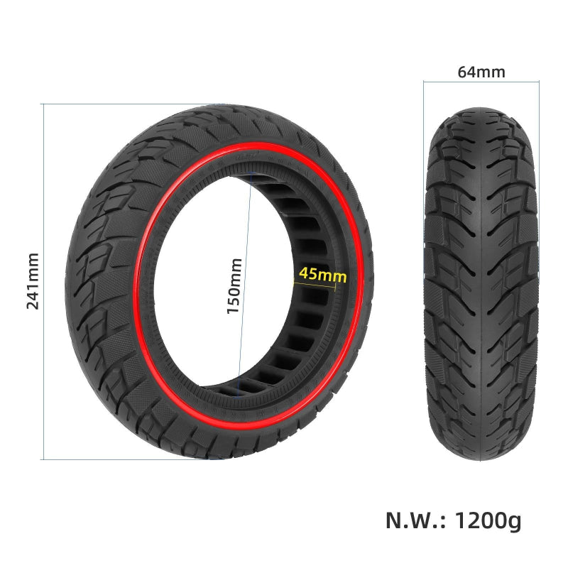 Ninebot Max G30 Solid Rubber Scooter Tire 10 Inch By 2.5 Red Line