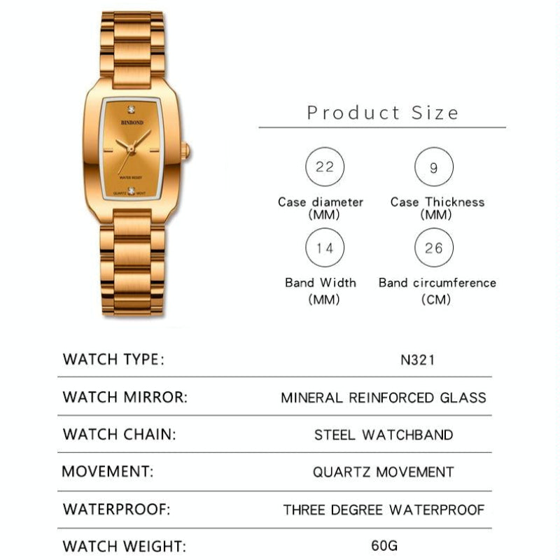Veile Studios Waterproof Square Metal Quartz Watch With 30 Metre Resistance