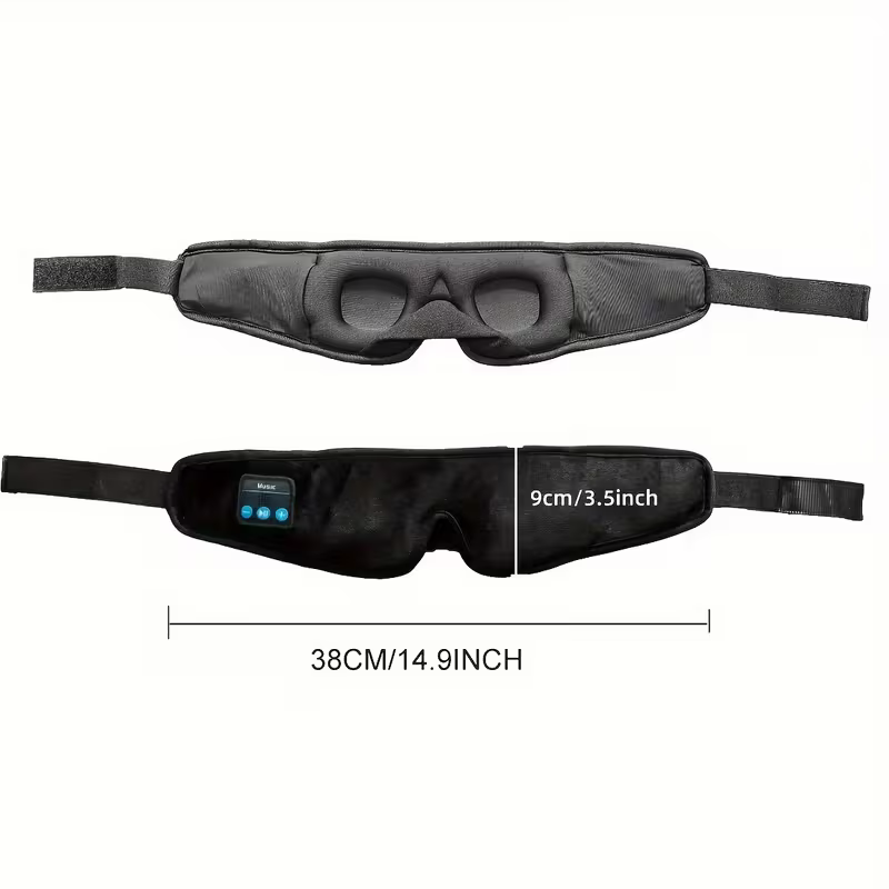 3D Wireless Sleep Mask Bluetooth Headphones Travel Aid Soft Ear Pads Black
