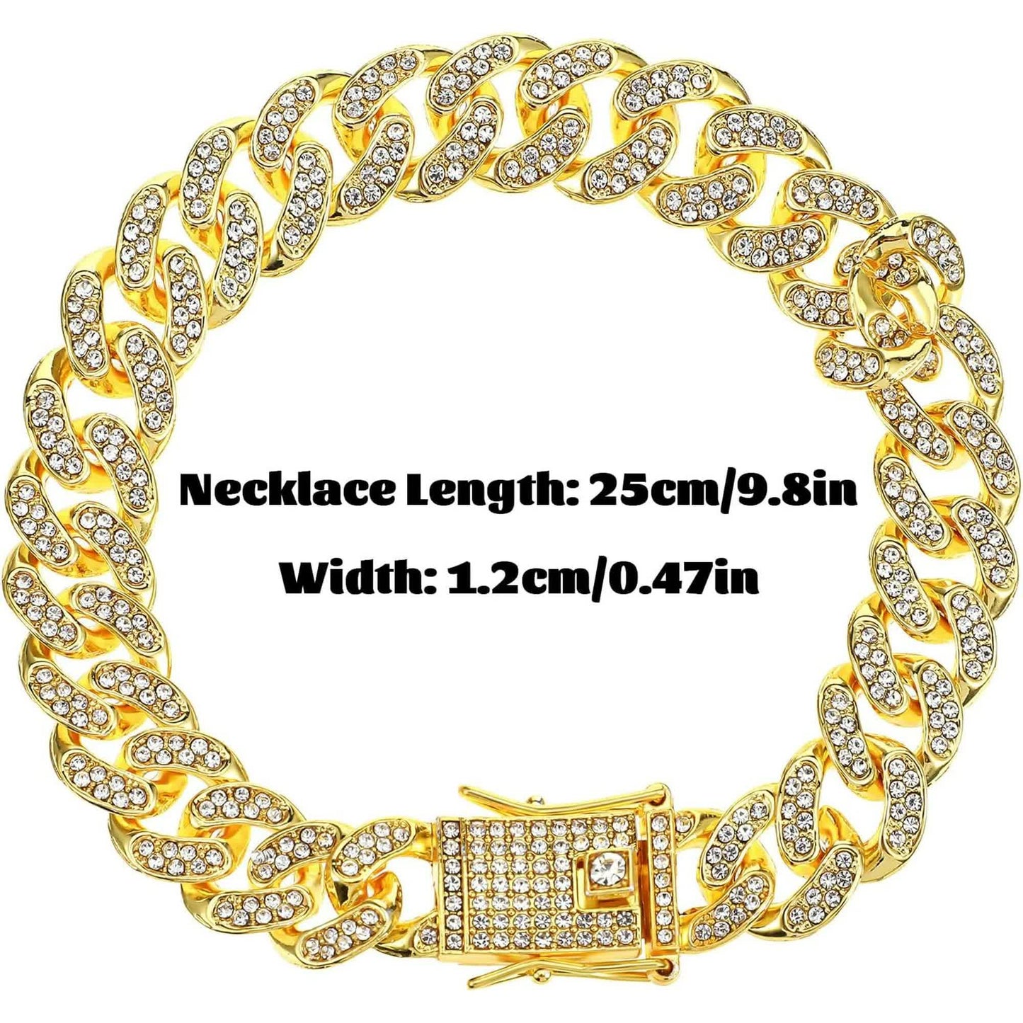 Chain Collar For Dog Diamond Cuban Link 13Mm Wide Pet Style Metal Cat Crystal Jewelry Accessories Small Medium Large Dog