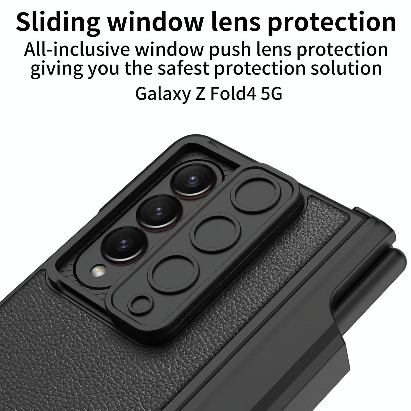 For Samsung Galaxy Z Fold4 5G Magnetic Leather Flip Case With Holder Black