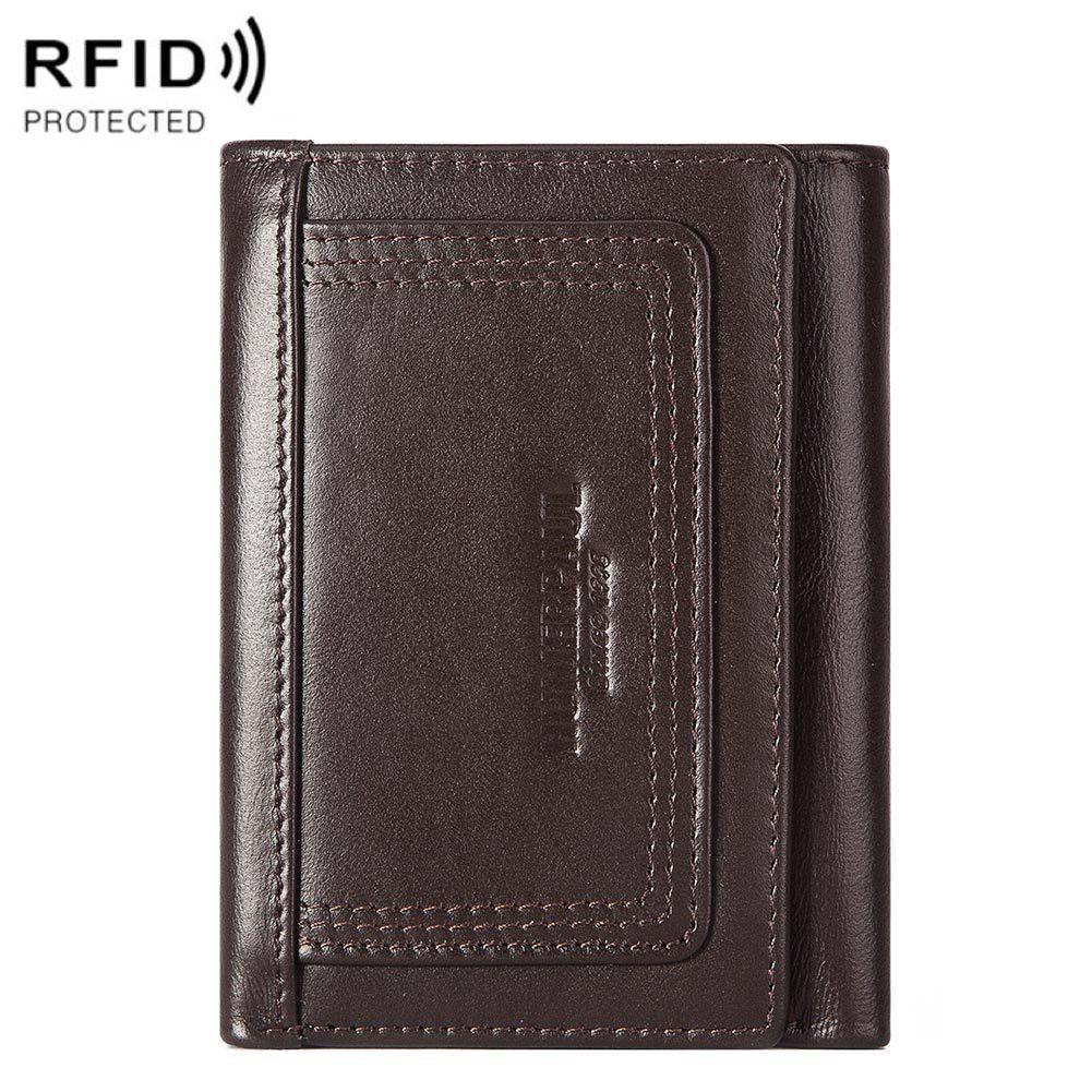 Rfid-Blocking Leather Men Wallet With Multi-Card Slots And Zipper Coin Pocket Black