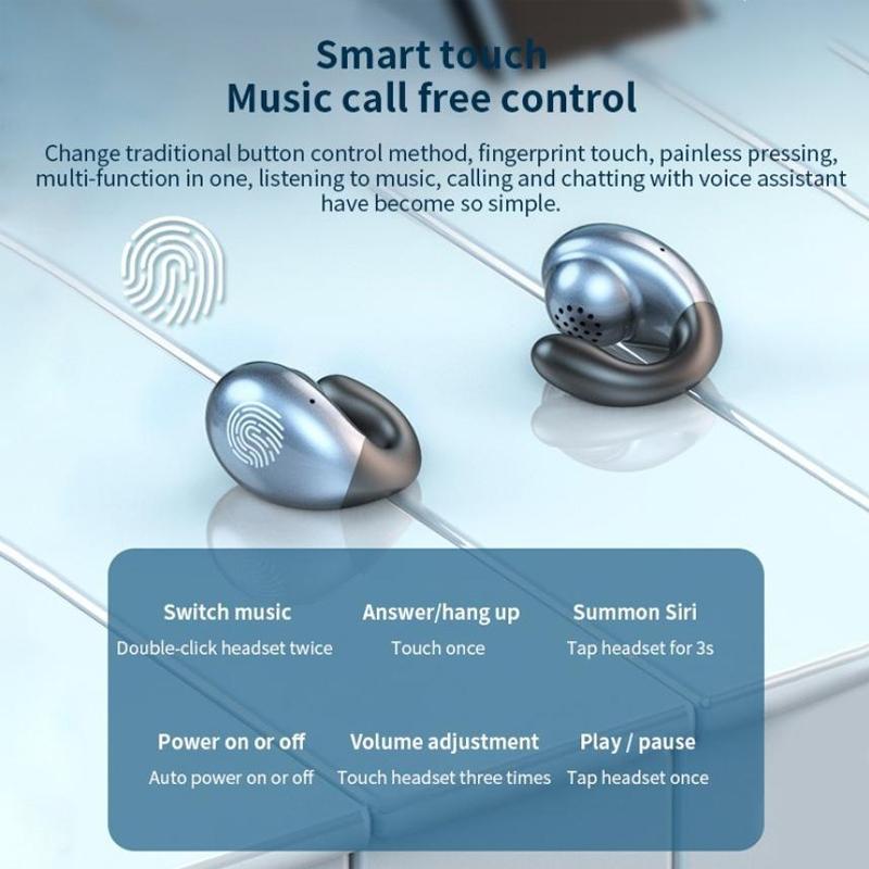 S19 Wireless Ear Clip Noise Reduction Bluetooth Bone Conduction Delay Earphones
