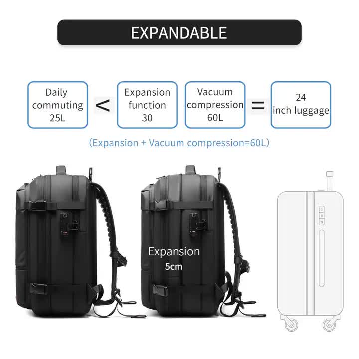 Black Expandable Waterproof Laptop Backpack Fits 17 Inch Anti Theft Design Travel Friendly