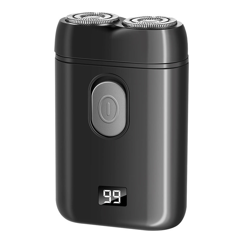 Black Electric Shaver Dual Blade Usb Rechargeable Led Display For Battery Life