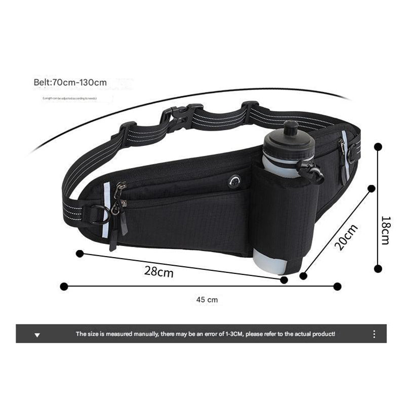 Elosung Dark Blue Running Waist Pack With Water Reflective Design And Multiple Storage Pockets For Outdoor Activities